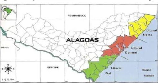 Figura 1 – Mapa administrativo da zona costeira do estado de Alagoas 
