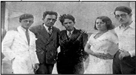 Figura 6: Membros das rodas literárias maceioenses: Valdemar Cavalcanti, Graciliano Ramos, Aloísio Branco,  Rachel de Queiroz e José Auto
