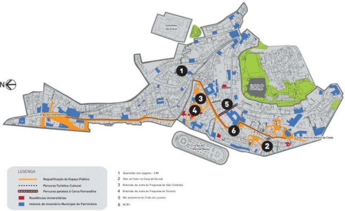 Figura 3 – Mapa das intervenç=es do projecto Mouraria  (fonte: Câmara Municipal de Lisboa)