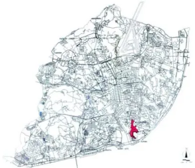 Figura 5 – Localização da Mouraria na cidade de lisboa (fonte: CML)