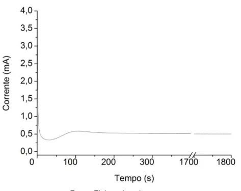 Figura 17 - Curva de anodização obtida pelo método potenciostático com tensão de 10 V