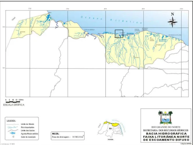 Figura 6 – Bacia Hidrográfica Faixa Litorânea Norte de Escoamento Difuso – Estuário Guamaré/Galinhos 