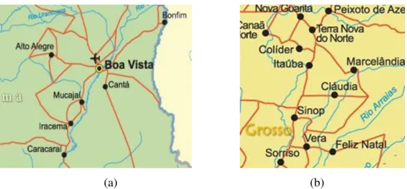 Figura 1.2  –  Destaque da localização das regiões de extração da madeira de Cupiúba:  