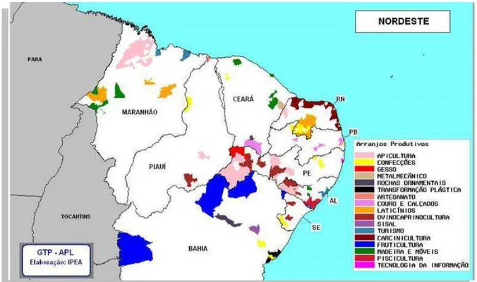 FIGURA 01  – ARRANJOS PRODUTIVOS DO NORDESTE  