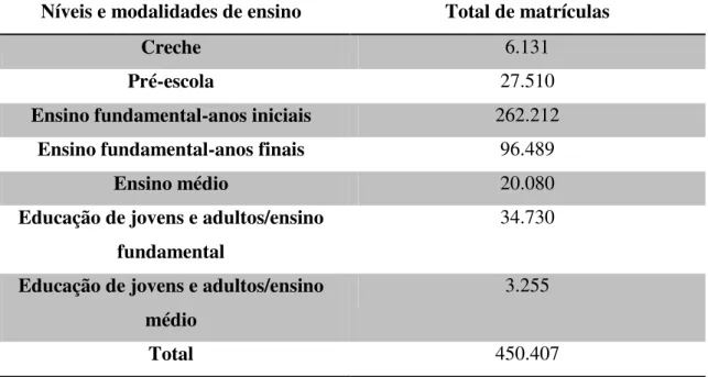 Tabela 1. Número de matrículas de alunos da Educação Especial no ano de 2009, em  relação ao nível e modalidade de ensino na classe comum 