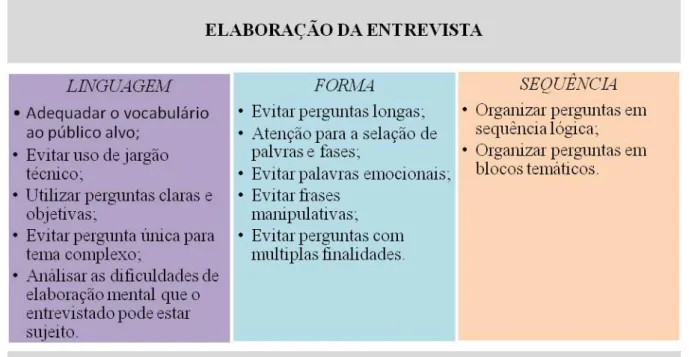 Figura 2 - Cuidados para a elaboração do roteiro de entrevista 