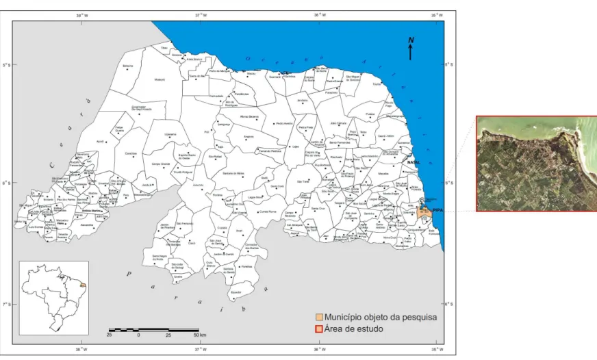 Figura 01  – Mapa do Rio Grande do Norte, com destaque o município de Tibau do Sul  Fonte: França, 2010 