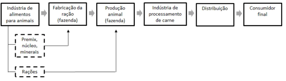 Figura 2.8: Cadeia de produção de carnes no Brasil  Fonte: adaptado de Collins, Smulders (2006) 