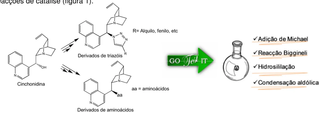 Figura 1 – Figura esquemática da síntese e aplicação dos organocatalisadores. 
