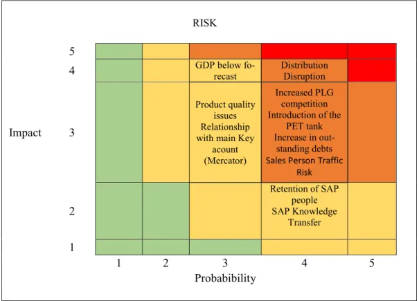 Figure 1: Top 10 risks heat map of the Slovene subsidiary of the selected company  Source: Risk Heat map of the selected company 