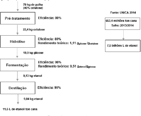 Figura 2.7  –  Esquema do potencial de palha de cana-de-açúcar para a produção de etanol  de segunda geração