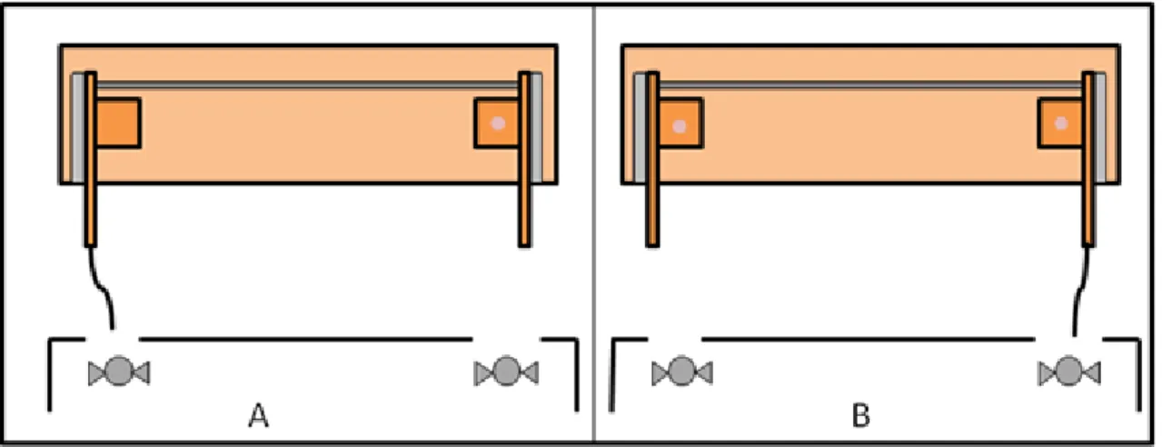 Figura 2: Desenhos esquemáticos dos aparatos utilizados  no Teste de cooperação (A) e Teste controle (B)