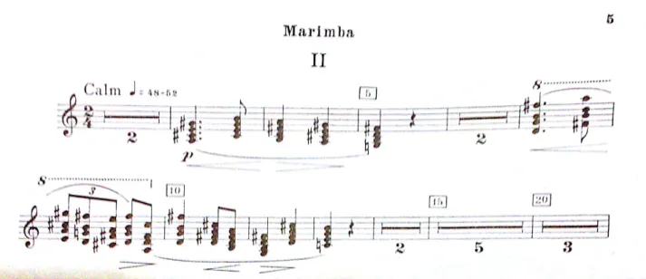 Figura 2: Excerto do segundo andamento do “Concertino for Marimba and Orchestra”, de Paul Creston