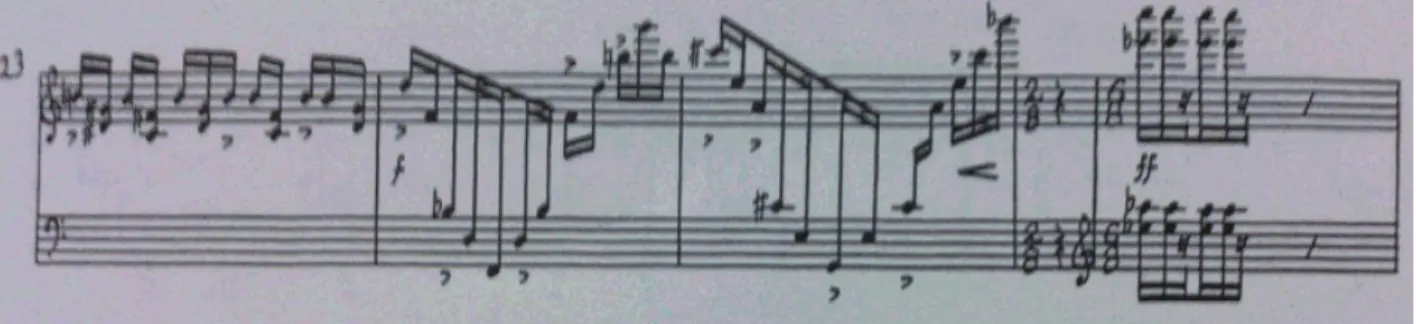 Figura 27: Excerto do segundo andamento da peça “Merlin”, de Andrew Thomas, compassos 123-126