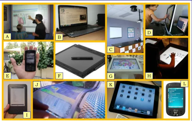 Figura 6 – Alguns exemplos de artefactos tecnológicos electrónicos, físicos e digitais, utilizáveis  em contextos de ensino-aprendizagem  