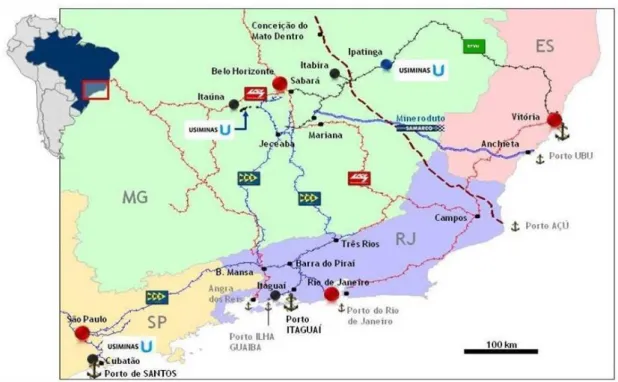 Figura 1.1: Localização da Mineração Usiminas  Fonte: Mineração Usiminas (2013) 