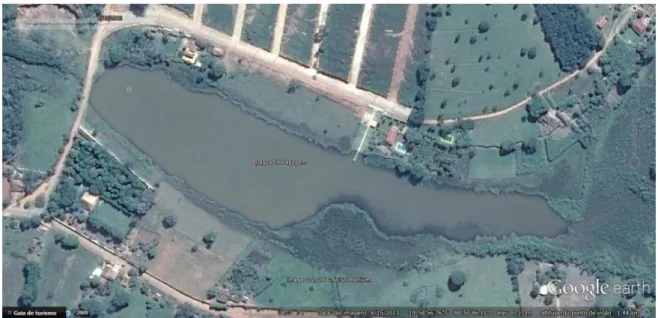 Figura 4: Imagem de satélite - Localização espacial da Lagoa da Bagagem e suas principais nascentes Fonte: Google Earth Pro, 2013
