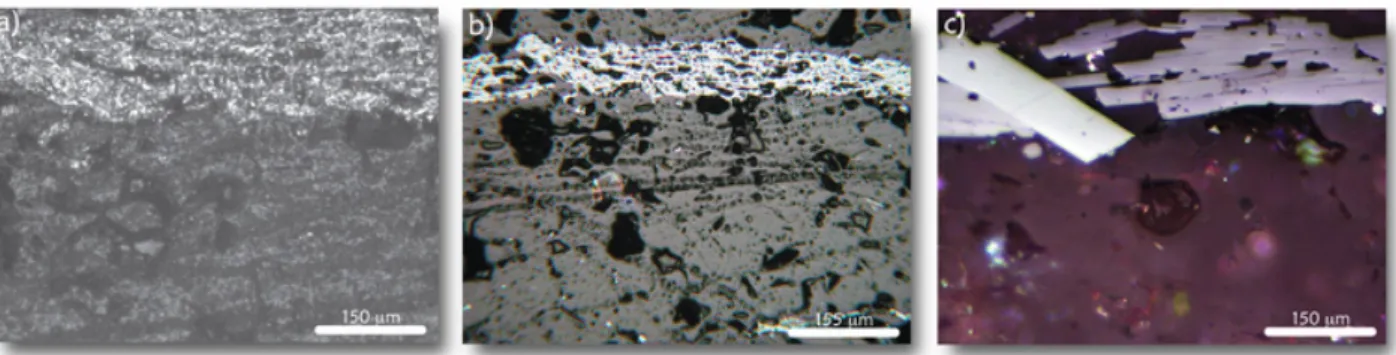 Figure 5 - Photomicrographs showing the same region of the sample in different polishing stages