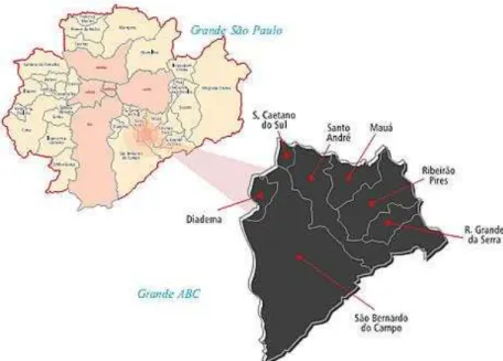 Figura 1 – Mapa da Região ABC 