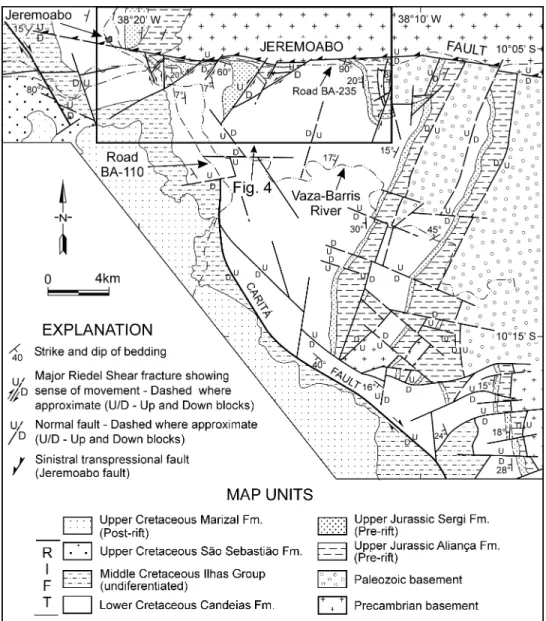Fig. 3. Geologic map of the Araticum Block (modified from Magnavita and Cupertino, 1987).