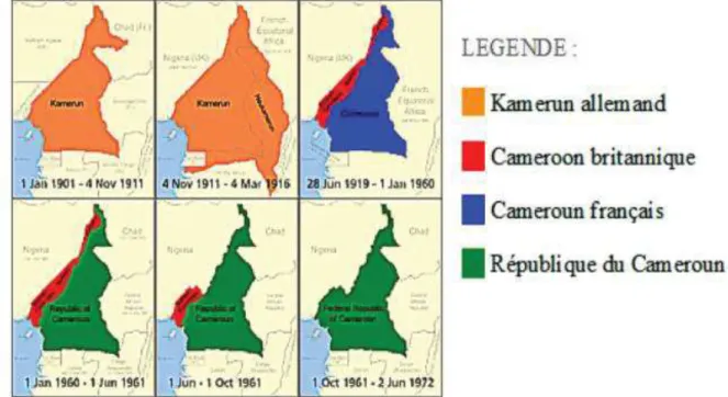 Figure 1 : Carte de l’évolution géographique du Cameroun 