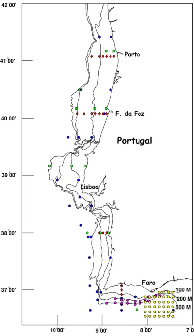 Figura 1  Mapa com  as estações para cada tipo de cruzeiro. 