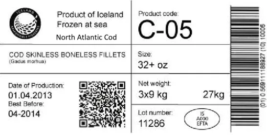 Figure 3- Example of label of north Atlantic cod fillets.