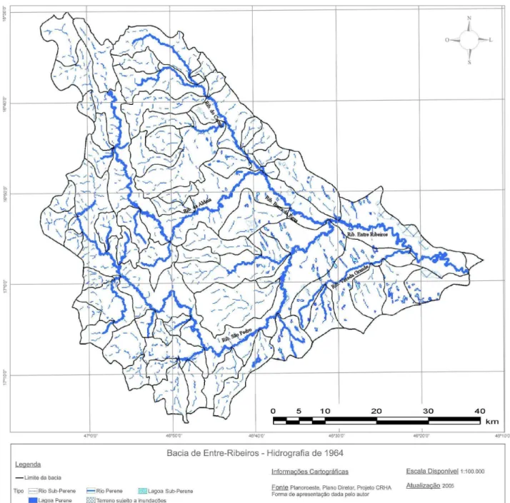 Figura 4.7: Carta da Rede Hidrográfica da área da bacia de Entre Ribeiros. 