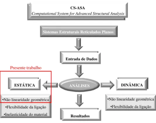 Figura 2.4  Programa CS-ASA (Silva, 2009): análises e efeitos considerados  