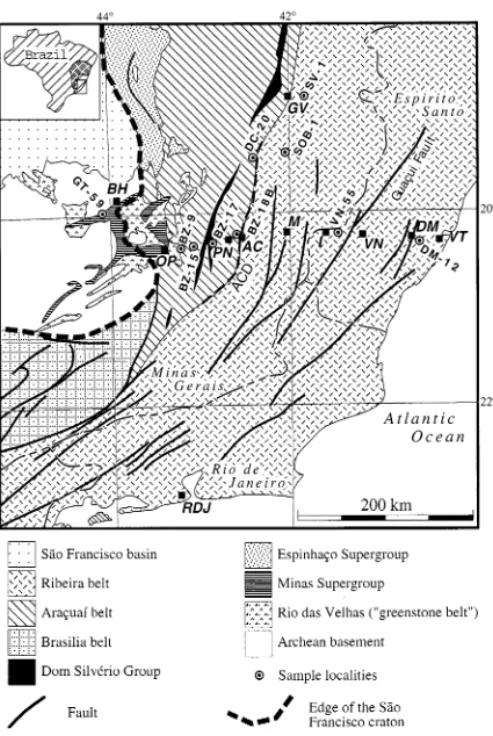 Fig. 2. Simplified regional map of southeastern Brazil showing