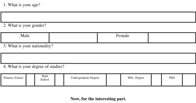 Figure 1: User Questionnaire Template 