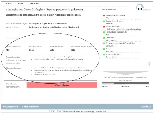 Fig.  5 –  Exemplo de “módulo de explicação” do programa SAC Assessment Tool após  conclusão da introdução dos dados