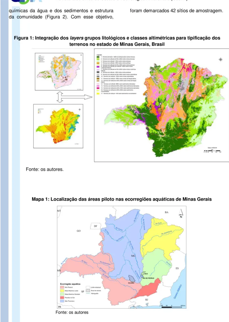 Figura 1: Integração dos layers grupos litológicos e classes altimétricas para tipificação dos  terrenos no estado de Minas Gerais, Brasil 