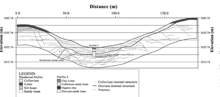 Fig. 9. 2D geomorphological model, based on RS-3 surveyed with 100-MHz antennae.