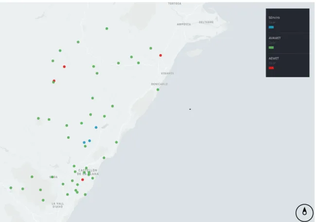 Figure 3. Map showing the location of each node from all sensor networks.