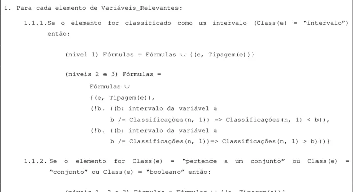 Tabela 3.5 – Algoritmo da seção 3.1.3 