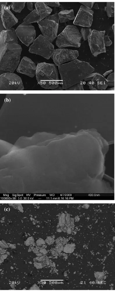 Figura 7: Microscopia eletrônica de varredura dos HDLs XAl: (a e b) Mg; (c) Co  55 