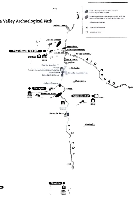 Fig.  10  -Le  territoire  concerné  par  le  Plan de  Sauvegarde  en cours  d'élaboration  (qui  correspond à une  aire  de  208  km2  et  à  un  périmetre  de  86,5 km),  avec  emplacement  des Centres  d'Accueil  et autres infrastructures  culturelles  