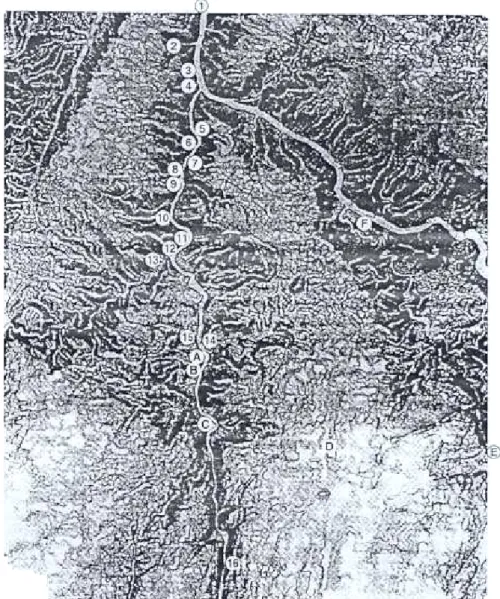 Fig.  1  -Sites  du  Paléolithique  supérieur  dans  Ia région  du  Côa  localisés  sur  Ia carte des pentes (les zones plus  foncées, avec des versants três inclinés,  correspondent  à Ia vallée creusée à partir  du plateau,  qui  est représenté par les z