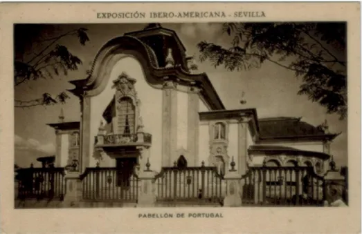 Fig. 1. Postal del pabellón  de Portugal en el Exposición  Iberoamericana de Sevilla en  1929