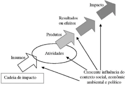 Figura 1: Cadeia de impacto e a importância do contexto.  Fonte: Roche (2002). 