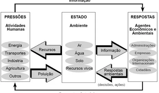 Figura 4: Estrutura conceptual do modelo Pressão-Estado-Resposta proposto pela OCDE (1993)