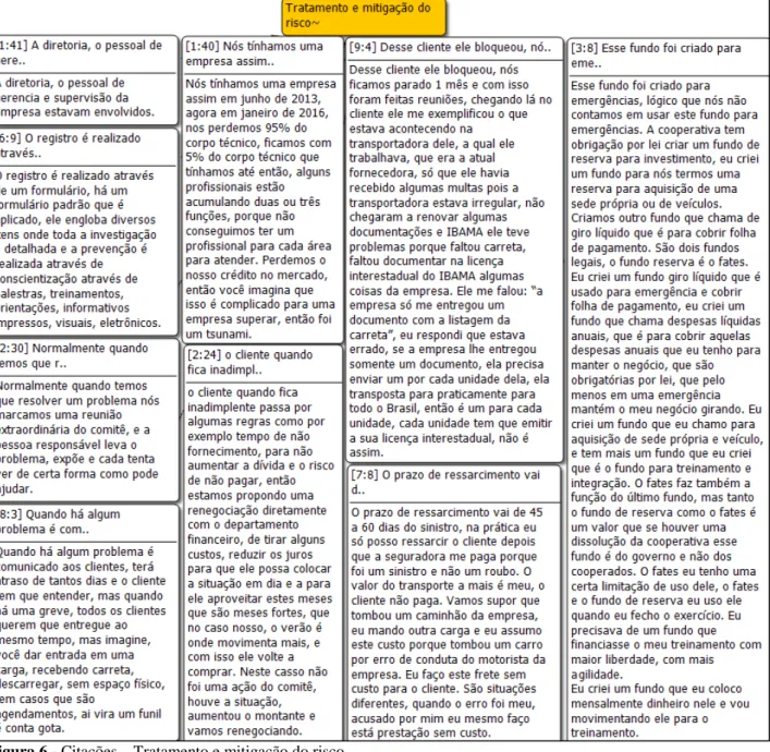 Figura 6 - Citações  – Tratamento e mitigação do risco Fonte: elaboração do autor 