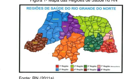 Figura 1- Mapa das Regiões de Saúde no RN 