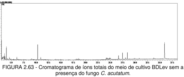 FIGURA 2.63 - Cromatograma de íons totais do meio de cultivo BDLev sem a  presença do fungo C