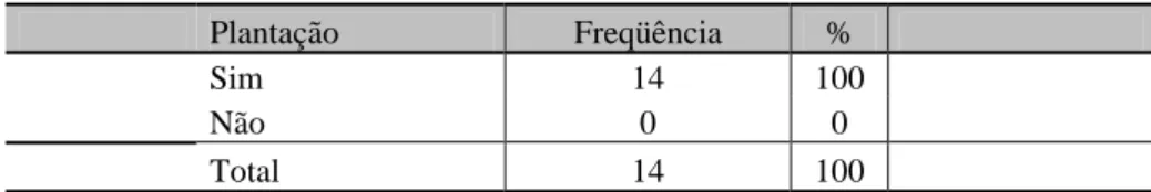 Tabela 04 – A empresa possui plantação de cana-de-açúcar? 