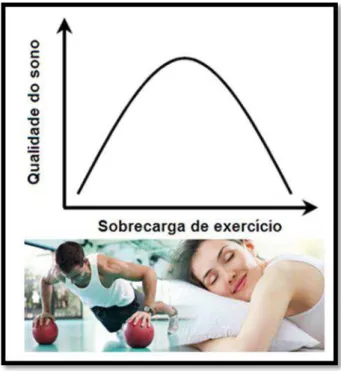 Figura 1. Relação entre a sobrecarga do exercício e qualidade do sono durante a noite  seguinte de sono (Adaptado de Martins et al., 2001)