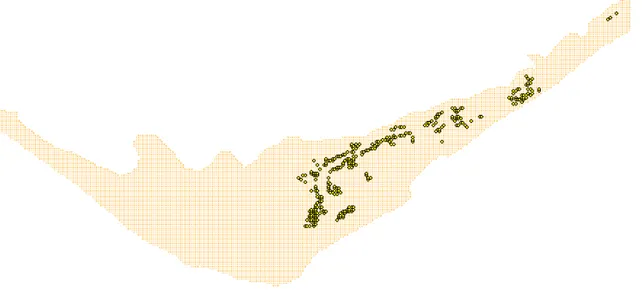 Fig. 2-2 – Spatial distribution of bivalve (Ruditapes desussatus) rearing areas in Ria Formosa