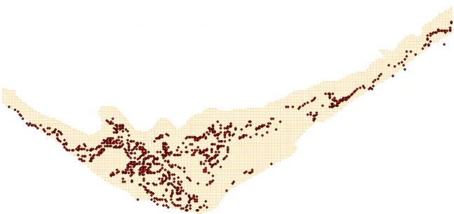 Fig. 2-3 – Spatial distribution of salt-marshes in Ria Formosa. 