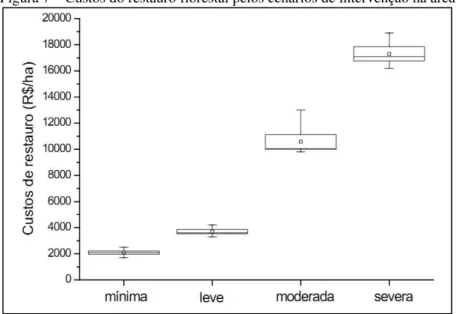 Figura 7 – Custos do restauro florestal pelos cenários de intervenção na área 